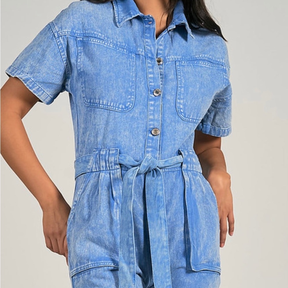 Elan - Helena Denim Jumpsuit